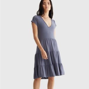 Lucky 🍀 Brand Blue Grey tiered Baby Doll Dress